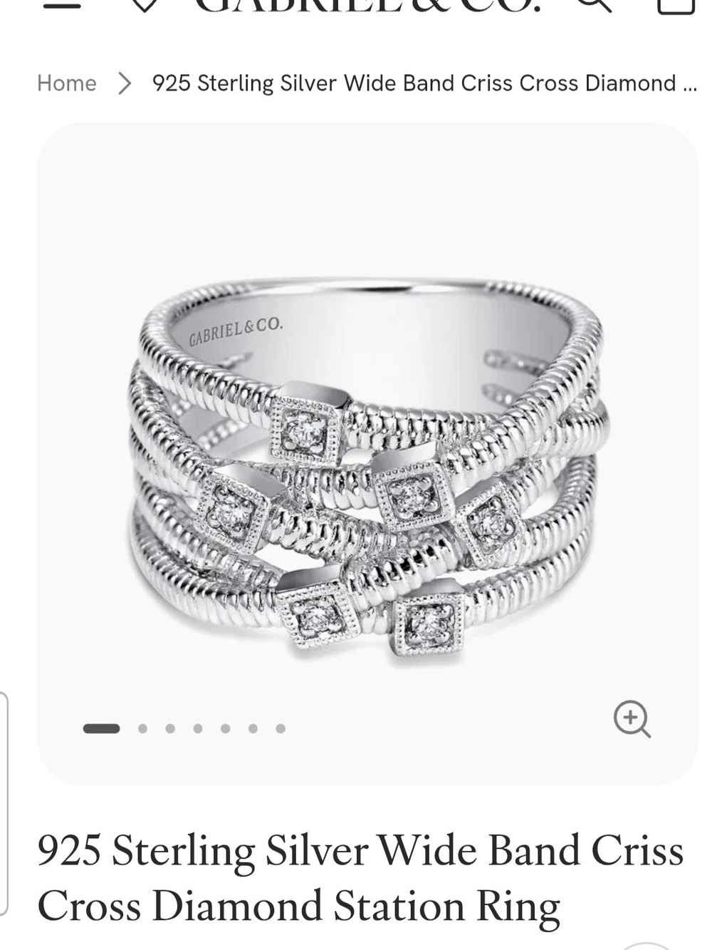 Gabriel & Co. Sterling Silver Criss-Cross Diamond Station Ring - Silver